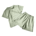 thumbnail image 1 of LYHaoo Girls Sweatsuit Outfits Girls Outfits Set Casual Summer Outfit Toddler Kids Sportswear Two Piece Short Sleeve Pants Comfy Play Clothes For Ages 2 10 Sizes 2-3 Years(Green), 1 of 3