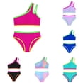 thumbnail image 1 of LYHaoo Girls Swimsuit Two Piece One Shoulder Bathing With Chest Pad Color Bikini 7 16 Years,Girls 2-Piece Bikini Sets 7-8 Years, 1 of 7