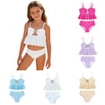 thumbnail image 1 of LYHaoo Girls Swimwear For Toddlers And Kids – Strappy Top With Solid Beach Dress Tankini Style Two Piece Swim Outfit For Girls,Girls Swimwear Sets 5-6 Years, 1 of 7