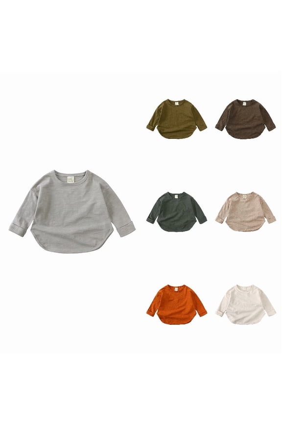 Girls T-shirts,Girls Long Sleeve Shirts Kids Arc Hem Side Slit Soft Tunic Tops T Shirts,Sizes 6-7 Years