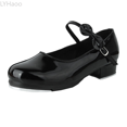 thumbnail image 1 of LYHaoo Girls Tap Shoes Toddler Dance Shoes PU Leather Easy Strap(Toddler/Little Kid/Big Kid) Sizes 3 Bid Kid Black(11-11.5 Years), 1 of 4