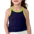 thumbnail image 1 of LYHaoo Girls Tops Casual Summer Sleeveless Color Block Stretchy Tank Top For Toddler Kids Teenage Comfortable Breathable Outfit Girls Tops Sizes 5-6 Years Blue, 1 of 6