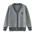 thumbnail image 1 of LYHaoo Girls V Neck Cardigan Sweaters Long Sleeve Knit Cardigan for Girls Button Front Uniform School Sweaters 11-12 Years(Gray), 1 of 6