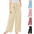 thumbnail image 1 of LYHaoo Girls Wide Leg Palazzo Pants High Elastic Smocked Waist Flowy Cute Long Trousers for Kids School Casual Beach(Yellow), 1 of 7