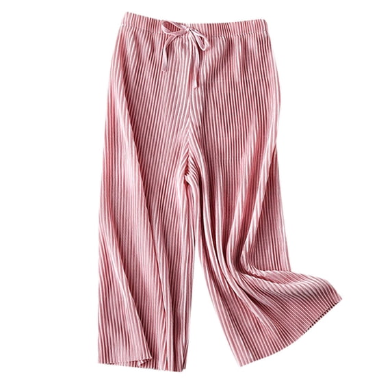 LYHaoo Girls Wide Leg Pants Lightweight Casual Elastic Waist Straight Leg Loose Trousers For Kids Comfy Lounge Pants Sizes 8-9 Years Pink