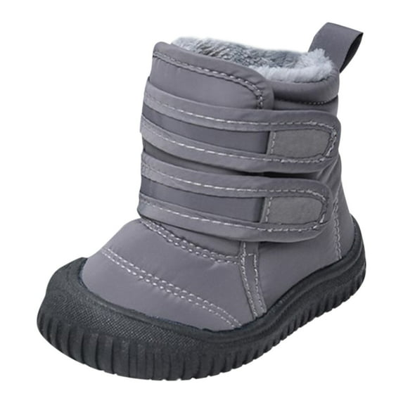 LYHaoo Hook Loop Low Cut Boots Cloth Snow Boots Kids Winter Shoes Girls Boys Outdoor Boots Sizes 8 Gray(Toddler)