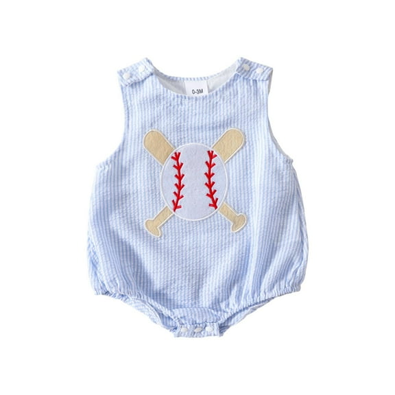 LYHaoo Boys Girls Sleeveless Striped Prints Romper Bodysuits Boys Jumpsuit Romper 6-12 Months Blue(Toddler)