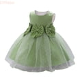 thumbnail image 1 of LYHaoo Infant Girls Sleeveless Bowknot Mesh Princess Dress Fashion Festival Christening Dress,Princess Casual Dresses Sizes 3-6 Months Green, 1 of 6