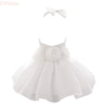 thumbnail image 1 of LYHaoo Infant Party Girls Princess Dress Sleeveless Solid Color Flower Birthday Party Dress With Headband,Dresses for Girls Sizes 3-6 Months White, 1 of 5