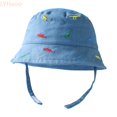 thumbnail image 1 of LYHaoo Kids Adjustable Chin Strap Sun Hats Summer Spring Sun Hat Cartoon Embroidery Outdoor Beach Bucket Cap Bucket Hat,Blue, 1 of 6
