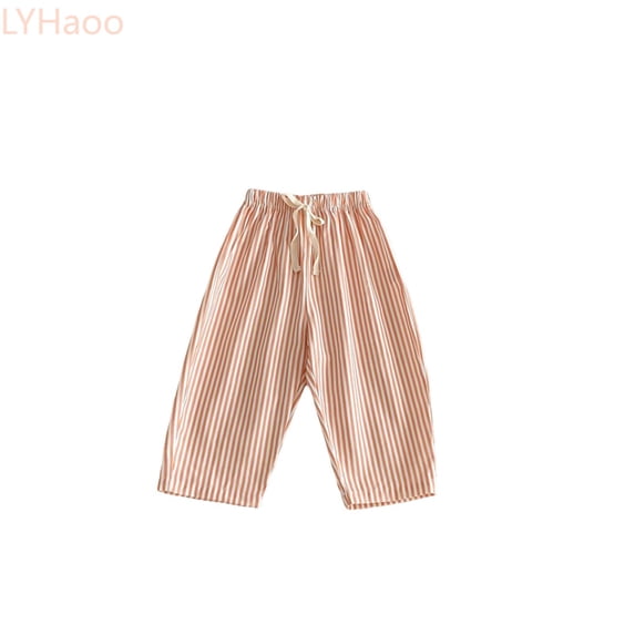 LYHaoo Kids Baby Girl And Baby Boy Minimalist Striped Pants Daily Elastic Waist Pants Boys' Pants(Yellow)