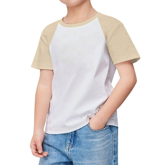LYHaoo Kids Boys Girls Casual Short Sleeve Colorblock Oversized Round Neck Cotton Tee Shirt Tops Casual Blouse Sizes 6-7 Years Yellow