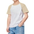thumbnail image 1 of LYHaoo Kids Boys Girls Casual Short Sleeve Colorblock Oversized Round Neck Cotton Tee Shirt Tops Casual Blouse Sizes 9-10 Years Yellow, 1 of 4