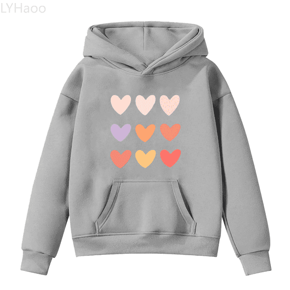 LYHaoo Kids Boys Girls Long Sleeve Letter Print Hooded Sweatshirt Soft Comfortable Pullover Hoodie For Children Casual Outfit School Uniform Hoodies Sizes 3-4 Years(Gray)