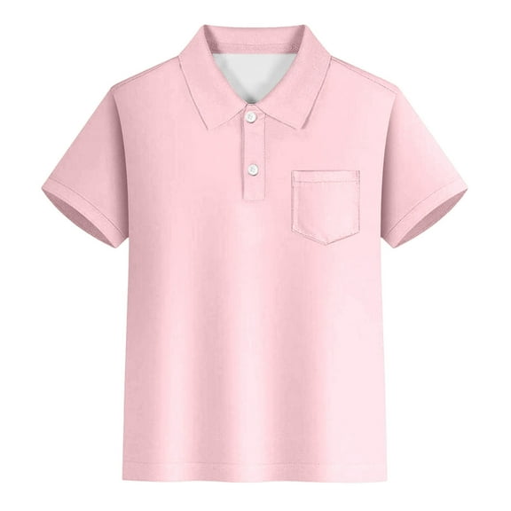 LYHaoo Kids Boys Girls Short Sleeve Summer Casual Striped Gentleman Tops Teen Holiday Shirts T Shirt With Pocket Comfort Stretch Sizes 13-14 Years Pink