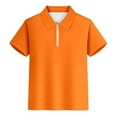thumbnail image 1 of LYHaoo Kids Boys Girls Short Sleeve Summer Casual Zipper Gentleman Tops Holiday Shirts T Shirt Holiday Summer Sizes 7-8 Years Orange, 1 of 4