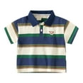 thumbnail image 1 of LYHaoo Kids Boys Short Sleeve Casual Striped Shirt Button Closure Fashion Comfortable & Soft Fabric School Uniform Sizes 18-24 Months Green, 1 of 3