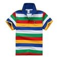thumbnail image 1 of LYHaoo Kids Boys Short Sleeve School Uniform Striped Button Front Collared Shirts Sizes 13-14 Years Blue, 1 of 2