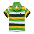 thumbnail image 1 of LYHaoo Kids Boys Short Sleeve School Uniform Striped Button Front Collared Shirts Sizes 4-5 Years Green, 1 of 2