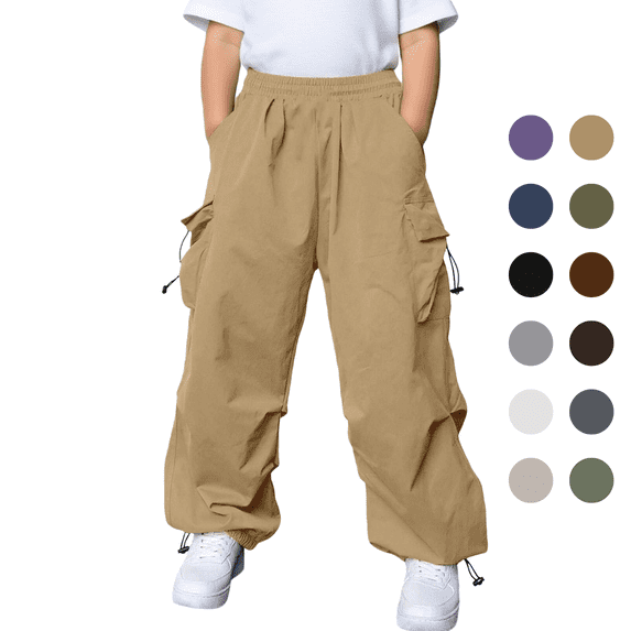 LYHaoo Kids Cargo Pants With Multiple Pockets For Boys And Girls Outdoor Casual Play Everyday Comfortable Boys Cargo Pants(Black)
