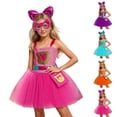 thumbnail image 1 of LYHaoo Kids Girls Halloween Tulle Dresses with Headband and Bag 4PCS Set Performance Party Outfits(6-7 Years), 1 of 7