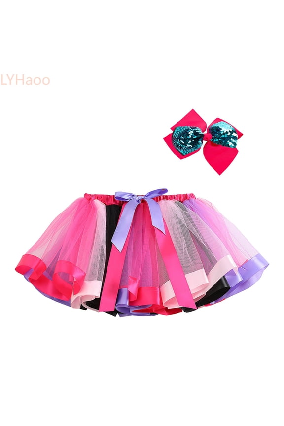 Kids Girls Holiday Party Ballet Skirts Party Tulle Dance Skirt Hairband Set Girls Uniform Skirts,Sizes 2-4 Years