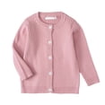 thumbnail image 1 of LYHaoo Kids Girls Knit Cardigan Button Down Long Sleeve Crewneck Open Front Sweater Toddler Solid Color Outerwear 12-18 Months(Pink), 1 of 5