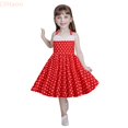thumbnail image 1 of LYHaoo Kids Girls Strap Spliced Polka Dot Vintage Children's Dress Princess Dress,Dresses for Girls Sizes 5-6 Years Red, 1 of 7