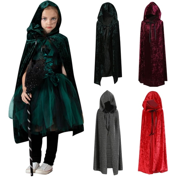 LYHaoo Kids Halloween Cape Cloak with Hood Boys Party Dress Up Outfits(One Size)