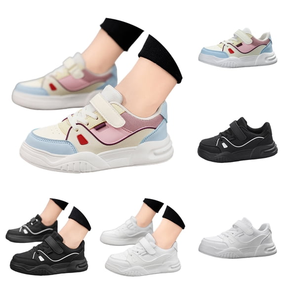 LYHaoo Kids Lightweight Sneakers For Boys And Girls Breathable Soft Sole Hook and Loops Running Shoes for Daily School,Black,Sizes 12(7.17") Little Kid
