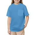 thumbnail image 1 of LYHaoo Kids Mesh T Shirts Short Sleeve Plain Top Tees Boy & Girl Baby Unisex Toddler Children Crew Neck T Shirt With Pocket Summer Basic Sizes 2-3 Years Blue, 1 of 3