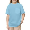 thumbnail image 1 of LYHaoo Kids Mesh T Shirts Short Sleeve Plain Top Tees Boy & Girl Baby Unisex Toddler Children Crew Neck T Shirt With Pocket Summer Basic Sizes 4-5 Years Blue, 1 of 3