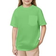 thumbnail image 1 of LYHaoo Kids Mesh T Shirts Short Sleeve Plain Top Tees Boy & Girl Baby Unisex Toddler Children Crew Neck T Shirt With Pocket Summer Basic Sizes 8-9 Years Green, 1 of 3