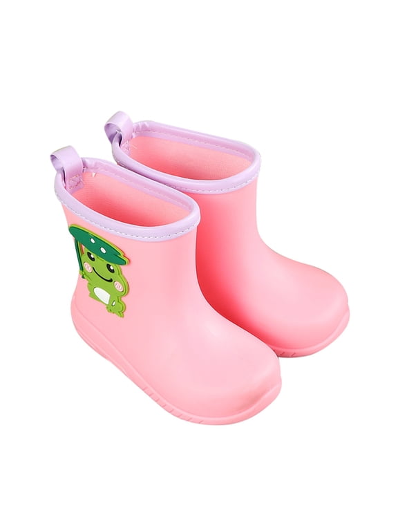Kids Rain Boots For Boys Non Slip Lightweight Outdoor Daily Wear Comfortable Drawstring Ankle Booties Toddler To Youth Sizes 8 Pink(Little Kid)