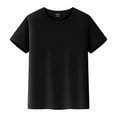 thumbnail image 1 of LYHaoo Kids Tees Crewneck Cotton Solid Color T-Shirts, Boys Girls Short Sleeve Comfort Soft T-Shirt School Tops Sizes 9-10 Years Black, 1 of 6