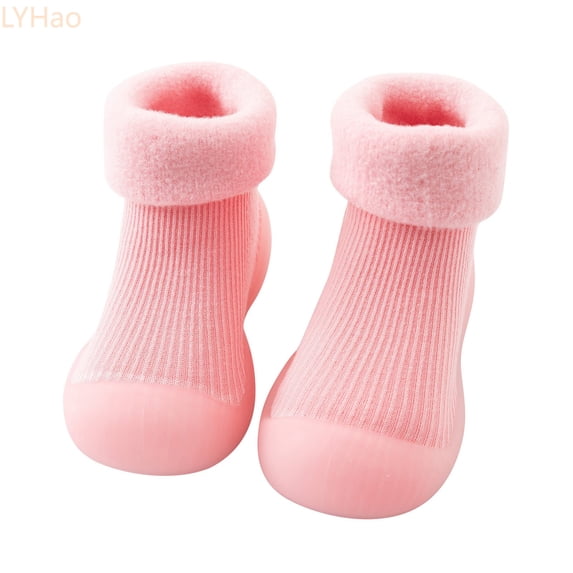 LYHaoo Kids Toddler Baby Boys Girls Solid Warm Knit Soft Sole Rubber Shoes Socks Slipper Stocking Soft Shoes Socks Sizes 8 Little Kid 2-2.5 Years