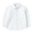 thumbnail image 1 of LYHaoo Kids Toddler Baby Boys Shirts Button Down Western Shirts Boys Outfit Toddler Solid Shirts Boys Long Sleeve Shirts Basic Comfort Tees Sizes 4-5 Years White, 1 of 3