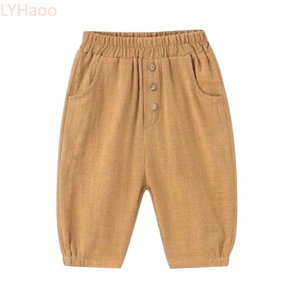 LYHaoo Kids Toddler Baby Girls Spring Summer Solid Cool Pocket Street Style Hop Pants Clothes Girls Long Pants(Brown)