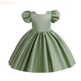 thumbnail image 1 of LYHaoo Kids Toddler Baby Girls Spring Summer Solid Ruffle Sleeveless Princess Dress Children's Day Clothing,Girls Casual Dresses Sizes 3-4 Years Green, 1 of 7