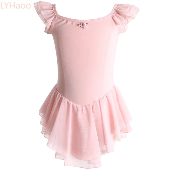 LYHaoo Kids Toddler Baby Girls Spring Summer Solid Short Sleeve Gymnastics Dress Princess Dress Clothes,Vintage Girls Dress Sizes 6-7 Years Pink