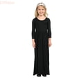 thumbnail image 1 of LYHaoo Kids Toddler Girls Dress Above Knee Dress Long Sleeve Solid Long Dress Princess Dress,Vintage Girls Dress Sizes 7-8 Years Black, 1 of 7