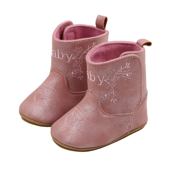 LYHaoo Leather Western Boots Cowboy Bootie Soft Sole Nonslip Crib Shoes For Baby Toddler Girls Boys Sizes 5 Red(Toddler)