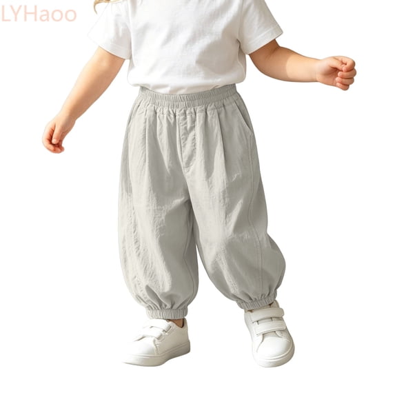 LYHaoo Lightweight Casual Kids Pants For Boys Comfortable Loose Fit Soft Legwear Sit Soft Breathable Pants For Everyday Play Boys Wide Leg Pants(Gray)