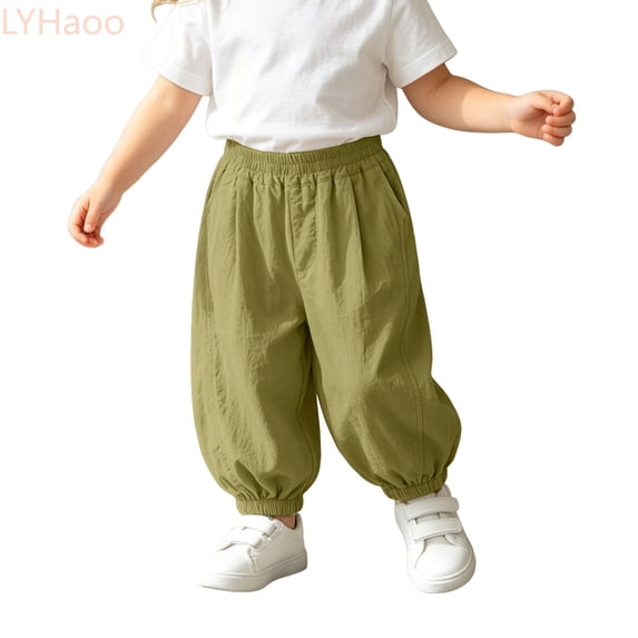 LYHaoo Lightweight Casual Kids Pants For Boys Comfortable Loose Fit Soft Legwear Sit Soft Breathable Pants For Everyday Play Boys Wide Leg Pants(Green)