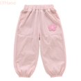 thumbnail image 1 of LYHaoo Lightweight Summer Girls Pants With Embroidered Breathable Wide Leg Kids Trousers For Play School Pants for Girls(Pink), 1 of 7