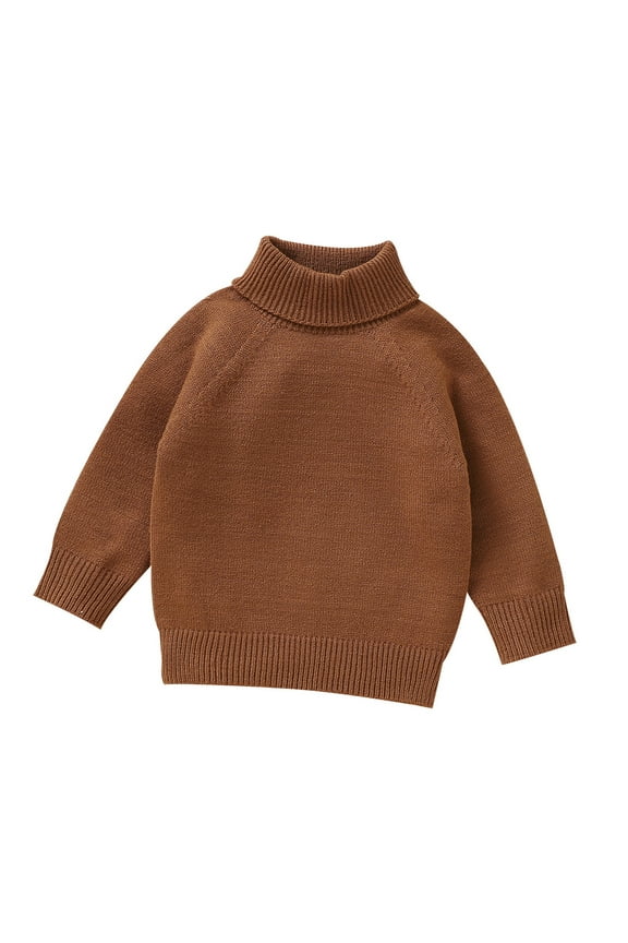 Lightweight Sweaters Baby Boys Girls Sweaters Knit Cable Turtleneck Soft Warm Toddler High Collar Children's Sweater 0-3 Months(Brown)