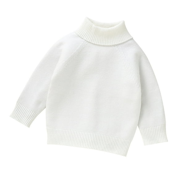 LYHaoo Lightweight Sweaters Baby Boys Girls Sweaters Knit Cable Turtleneck Soft Warm Toddler High Collar Children's Sweater 18-24 Months(White)