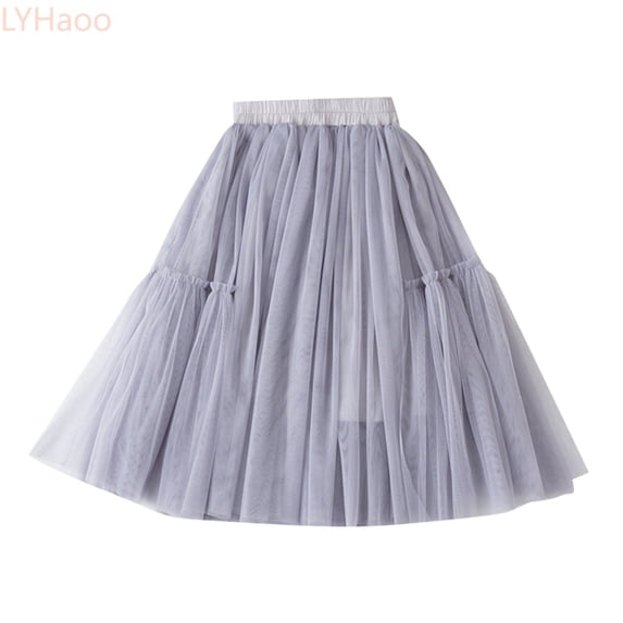 LYHaoo Little Child Girls Long Skirt Girls Tiered Ruffle Maxi Skirts Girls Soft Fluffy Skirt Party Girl Skirt,Cute Girls Dresses Sizes 6-7 Years Gray
