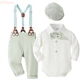 thumbnail image 1 of LYHaoo Little Gentleman Formal For Baby Boys Toddler Dress Up Outfits With Hat And Suspenders For Birthday Party Christening Boys Pants Outfit Set Sizes (0-3 Months), 1 of 6