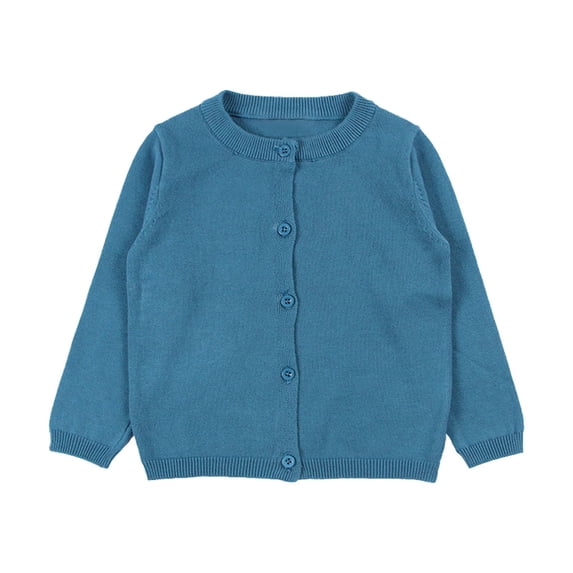 LYHaoo Loose Sweaters Baby Kids Girls Cardigan Long Sleeve Kid Button Sweater Girl Crew Neck Cardigans Sweater 12-18 Months(Blue)
